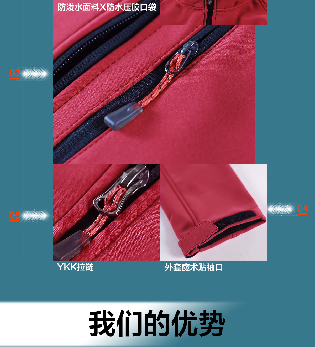 软壳冲锋衣细节展示 软壳冲锋衣细节展示